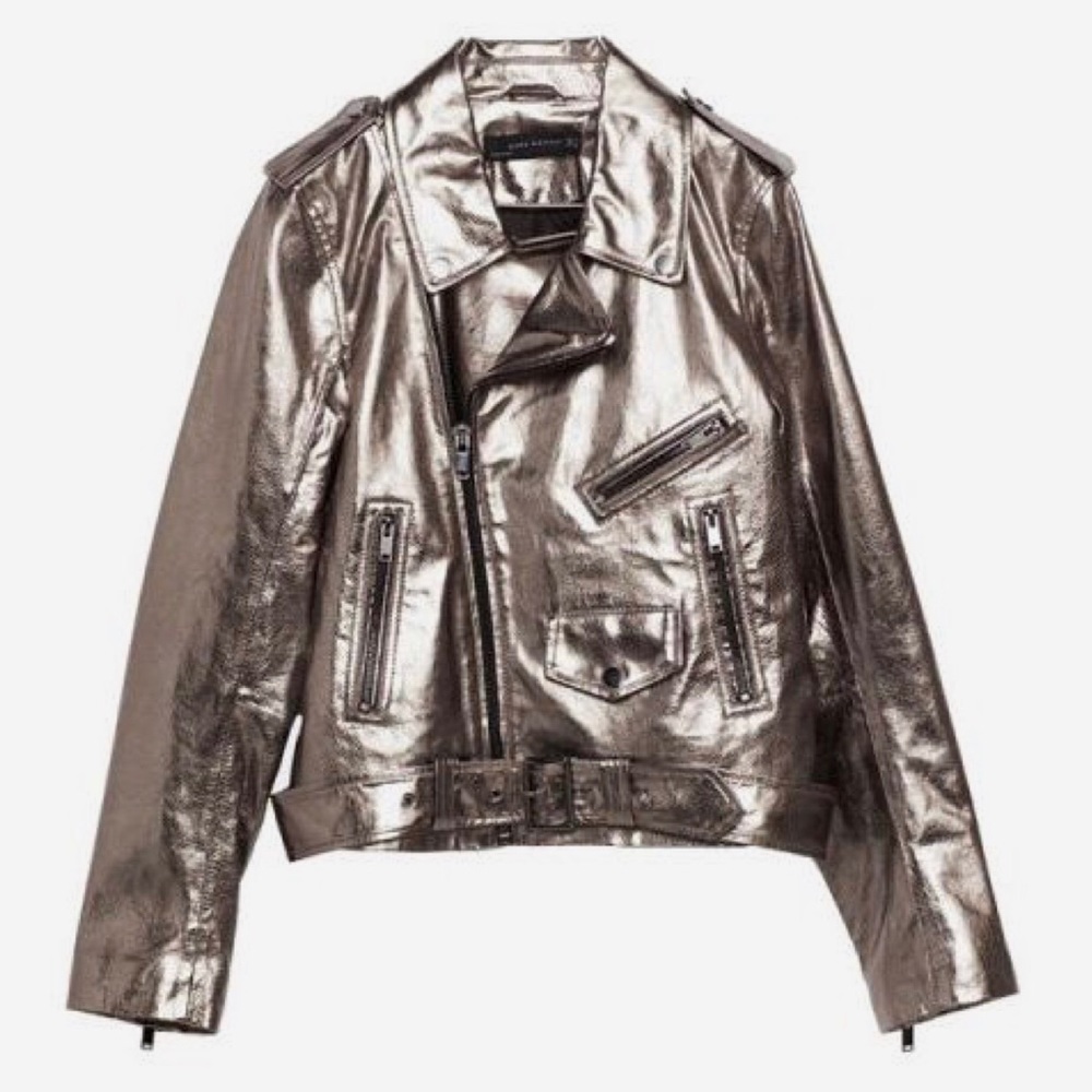 Marvelous Metallic Leather Jacket